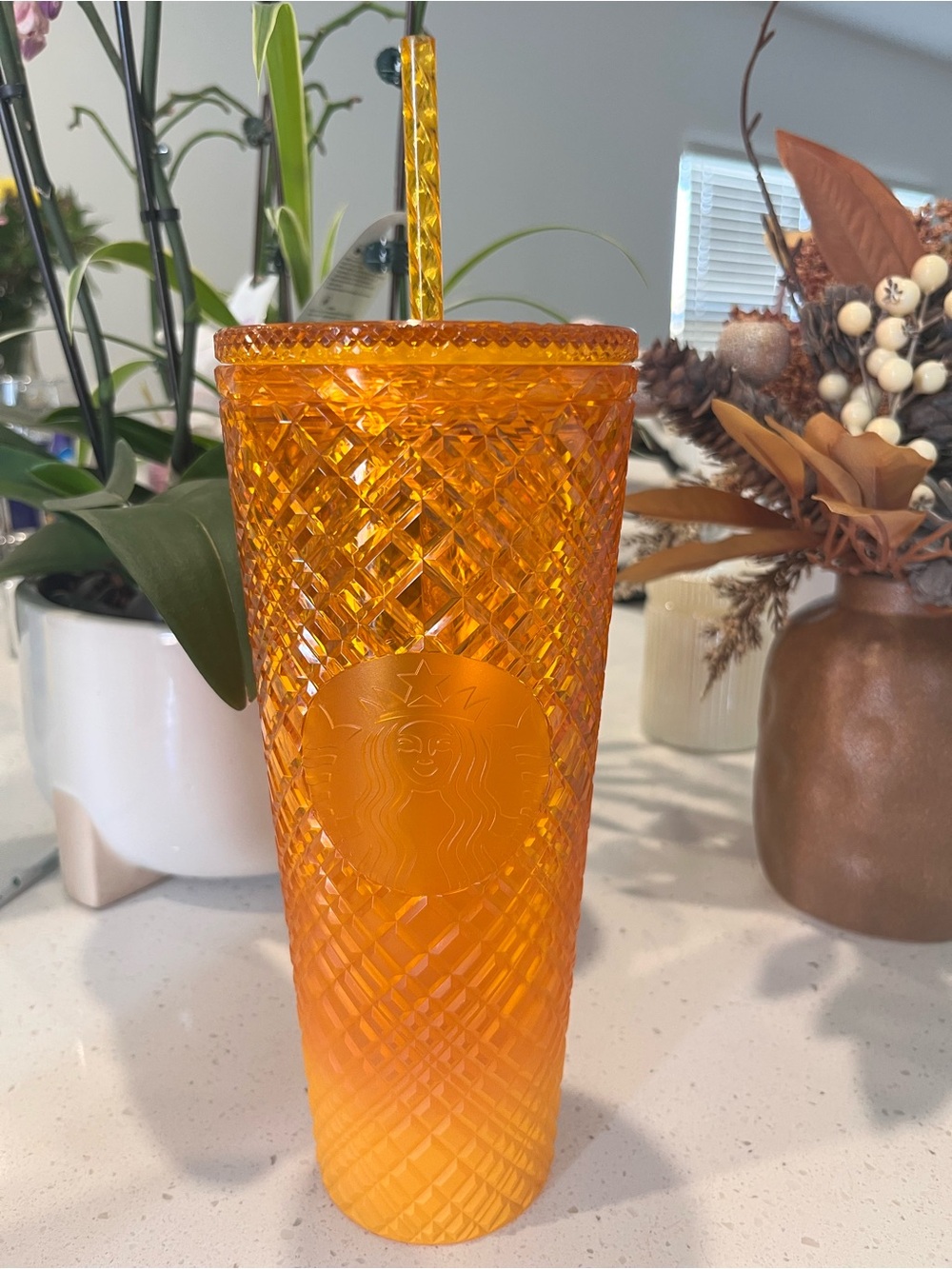 Starbucks Orange ombré studded (venti)Tumbler with Straw